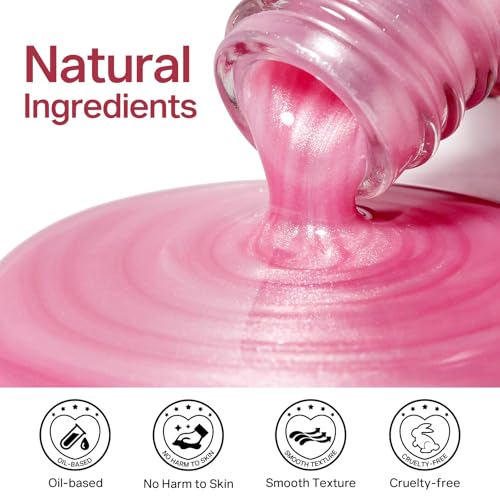 MIZHSE Pearlescent Rose Pink Nail Polish - Quick Dry Pearl Lacquer (15ml)