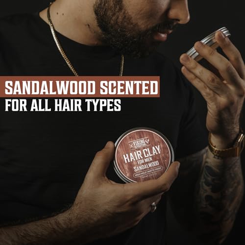 Viking Revolution Sandalwood Hair Clay for Men - Matte Finish