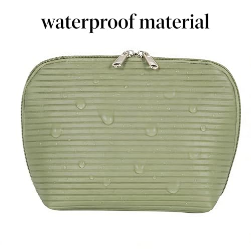Travel Makeup Bag for Women - Waterproof Organizer with Brush Holders