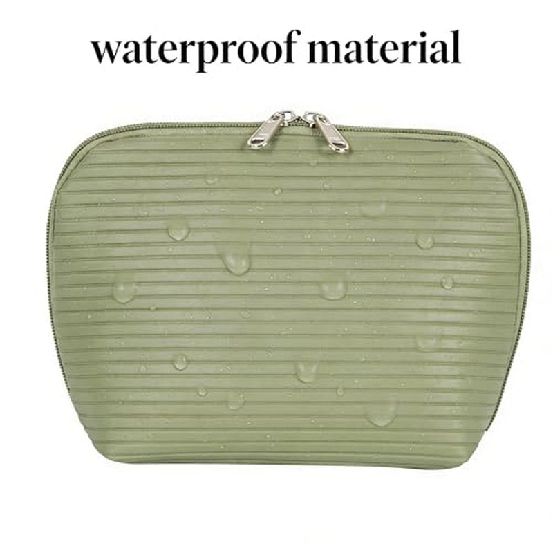 Travel Makeup Bag for Women - Waterproof Organizer with Brush Holders