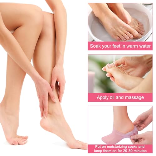 Silicone Moisturizing Socks for Dry Cracked Feet - 6 Pairs Gel Foot Mask