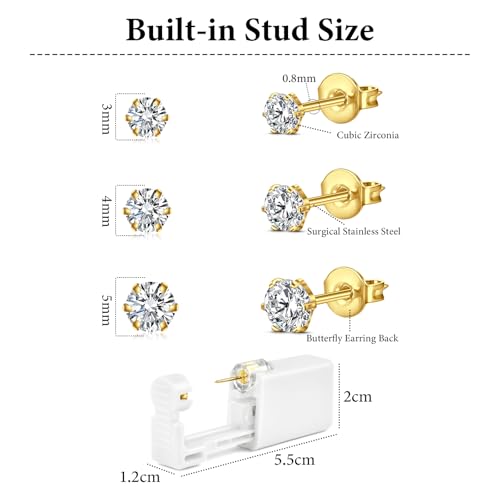 14PCS Ear Piercing Kit with Gun & Hypoallergenic CZ Studs