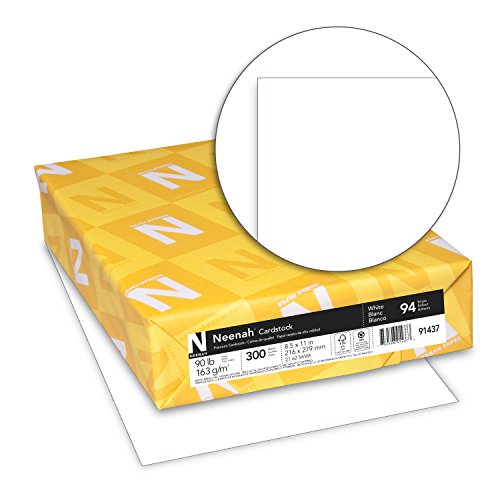 Neenah Index Cardstock, 8.5" x 11", 90 lb/163 gsm, White, Lightweight, 94 Brightness, 300 Sheets (91437)