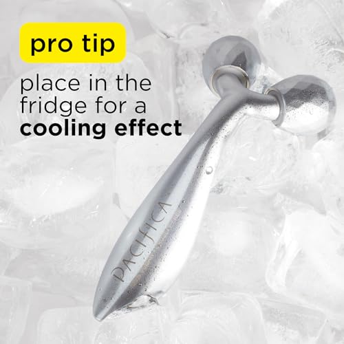Pacifica Future Youth Stainless Steel Face Roller ? Cooling Dual Gua Sha Facial Massager for Sculpting, Contouring & De-Puffing ? Anti-Aging Skin Care Tool for Wrinkles & Fine Lines Lymphatic Drainage