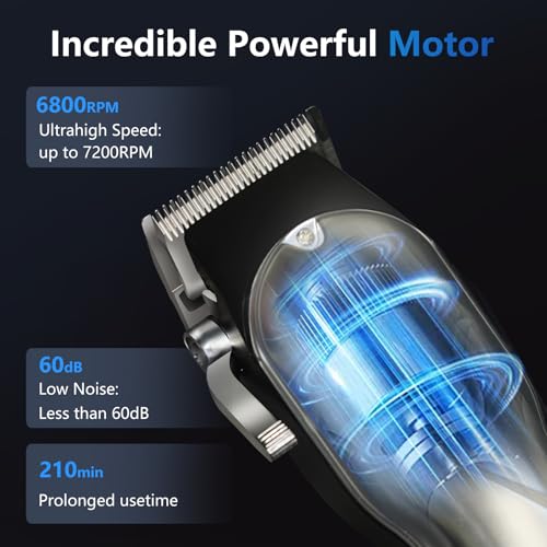 Cordless Hair Clippers for Men | Professional Trimmer with 8 Guide Combs