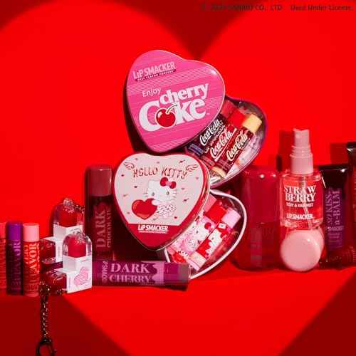 Lip Smacker Heart Tin Lip Balm Trio, Sweet & Fruity Flavors, Moisturizing & Hydrating Lip Care, Sheer Glossy Finish, Fun & Collectible Gift Set for All Ages - Hello Kitty
