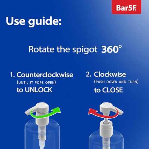 Bar5F Pump Bottle (2-Pack 32-Ounce 1-Liter) Empty for Shampoo Conditioner Body Wash Lotion BPA-Free Crystal-Clear