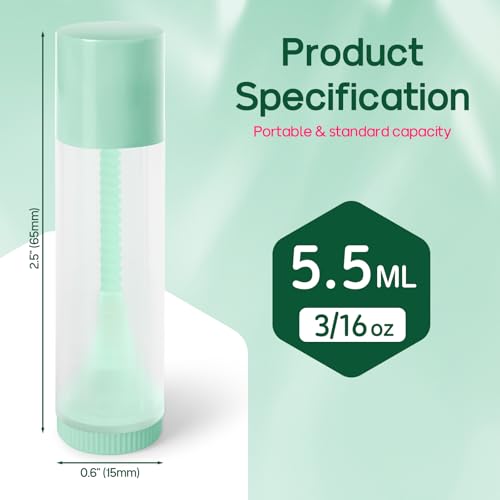 50Pcs Lip Balm Tubes Empty 5.5ml(0.18 oz)- BPA Free Twist-Up Containers with Color Caps, Leak-Proof DIY Lip Balm, for Homemade Lipstick, Mix Color Cap
