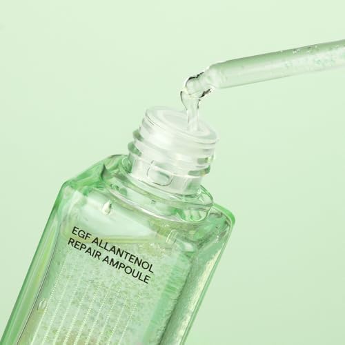 EGF Allantenol Repair Ampoule, Hydrating and Barrier Support, Centella Asiatica, Hyaluronic Acid & Ceramides, Soothing Ampoule for Sensitive Skin, Brightening Recovery Serum, 1.01 fl oz