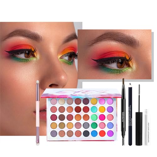 40 Color Eyeshadow Palette Kit with Eyeliner, Mascara & Brushes
