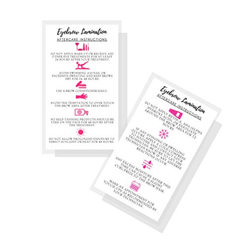 Eyebrow Lamination Aftercare Cards 50pc 2x3.5" Printed