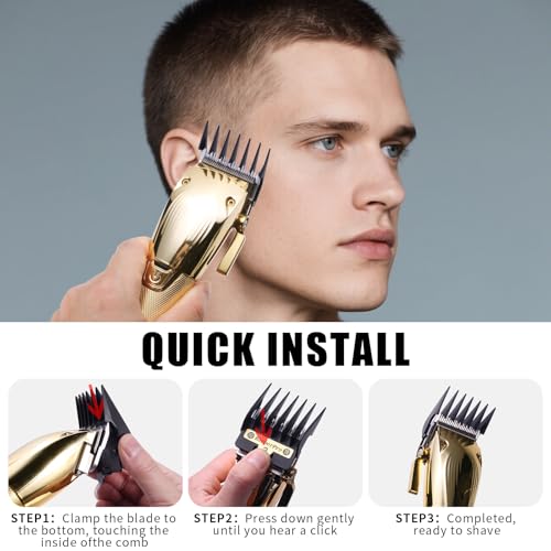 COSYONALL Clipper Replacement Guards for BabylissPRO Clippers Barberology FX870, FX880, FX825, and FX673 Clippers£¬Cutting Lengths 1/16¡±-3/4 ¡±,Black 8 Pack