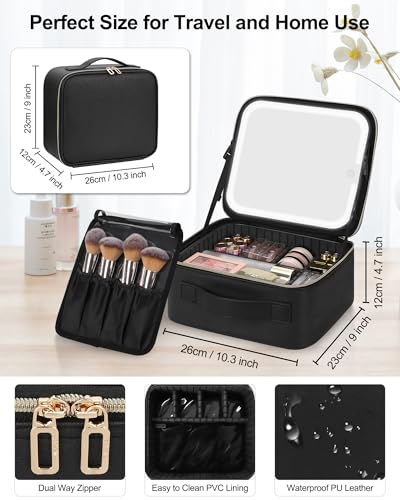 Chomeiu Makeup Bag with LED Mirror - Large Travel Organizer