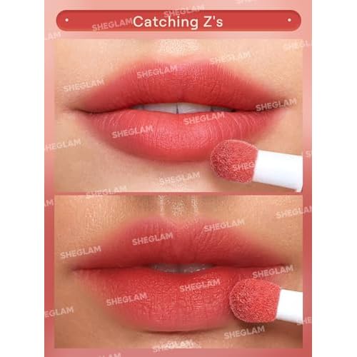 SHEGLAM Pout Pillow Cushion Lip Gloss Moisturizing Liquid Lipstick High Shine Finish Sponge Tip Applicator Non-Sticky Lip Glaze Party -Catching Z's