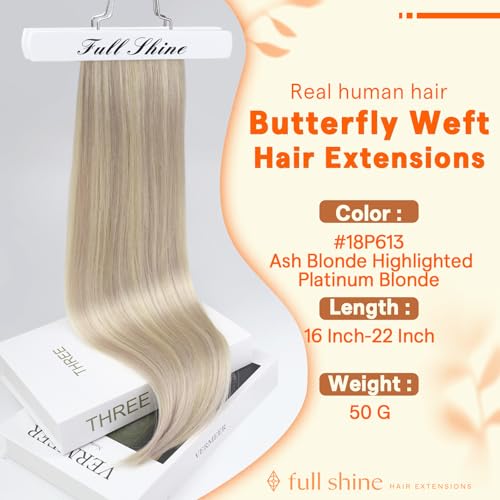 Full Shine Butterfly Weft Hair Extensions 20 Inch 50G Ash Blonde