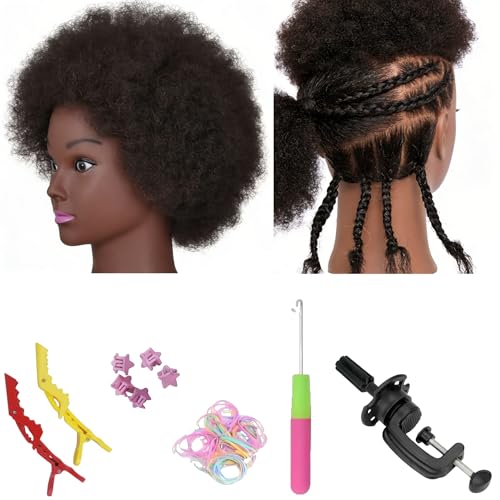 Afro Braiding Mannequin Head 8" 100% Human Hair