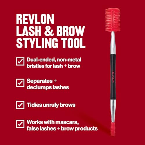 Revlon Lash & Brow Styling Tool, Dual Ended Eyelash Separator & Eyebrow Brush Spoolie, Works with Mascara & Brow Makeup, 1 count