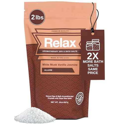 Relax Spa & Bath, Epsom & Dead Sea Salts, Aromatherapy Bath Salts for Hot Tub, Bath, or Spa, Infused with Magnesium, White Musk Vanilla Jasmine