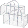 Lyellfe 2 Pack Clear Duffle Bag for Women, Heavy Duty Sports Tote Gym Bags, Large PVC Tote with Zipper, Plastic Makeup Toiletry for Gym, Travel, Beach and Picnic