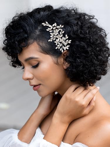 SWEETV Bridal Hair Comb - Crystal Rhinestone & Pearl Wedding Clip