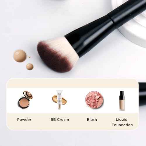 Professional Foundation Brush for Liquid Makeup - 0.06mm Ultra-Fine Bristles | Contour brush Liquid Cream Blending Angled Shape | No Shedding & Easy Clean | Kabuki Makeup Brushes