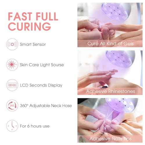 UV LED Nail Lamp, 36W Mini Cordless Flash Cure Gel X Lamp Gooseneck Portable LED Nail Light Nail Dryer Quick Drying UV Lamp for Nail Salon Home DIY Manicure