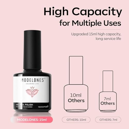Modelones Gel Nail Polish Set 2 Colors 15ml French Manicure Kit White Nude Pink