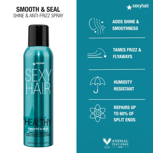 SexyHair Healthy Smooth and Seal Shine and Anti-Frizz Spray | Smooths Cuticle | Adds Shine and Reduces Frizz | All Hair Types