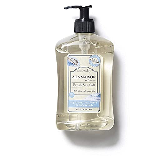 A LA MAISON French Liquid Hand Soap, Fresh Sea Salt - Natural Hand Wash Made with Essential Oils - Biodegradable, Plant-Based, Vegan, Cruelty-Free, Alcohol & Paraben Free (16.9 oz, 1 Pack)