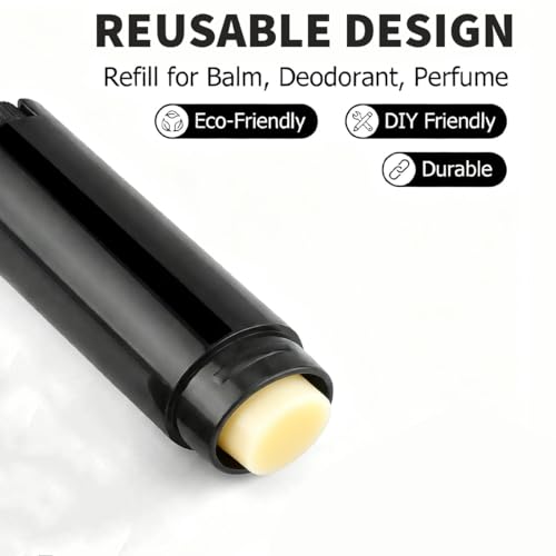 erioctry 4.5g 0.15oz Empty Refillable Plastic DIY Lipstick Lip Balm Lip Gloss Tubes Holder Containers Oval Deodorant Crayon Tube Pipe Bottle Case (50pcs, Black)