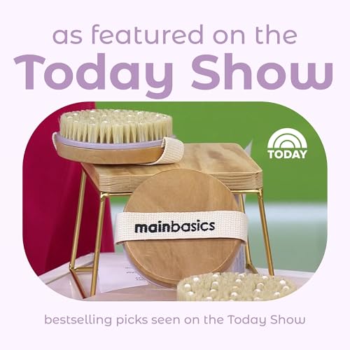 MainBasics Dry Brushing Body Brush with Natural Boar Bristles & Massage Nodes