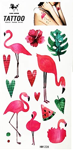 Pink Flamingo Temporary Tattoos - 2 Waterproof Sheets