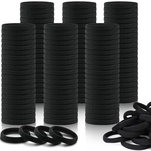 IKOCO 150pcs Black Hair Ties for Women | No Damage Cotton Ponytail Holders