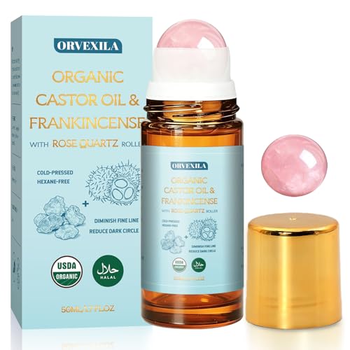 Frankincense Castor Oil Roll-On with Rose Quartz - 1.7oz