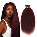 99J Wine Red Human Hair Bundles Yaki Straight 20-24 Inch - GtaiiReu