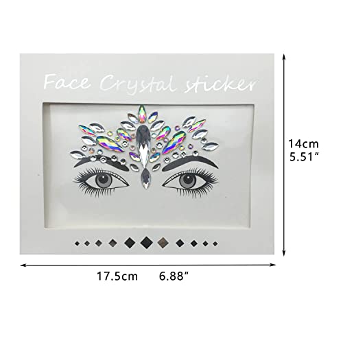 Face Gems Stickers 10-Pack, 3D Rhinestone Jewels for Rave & Festival