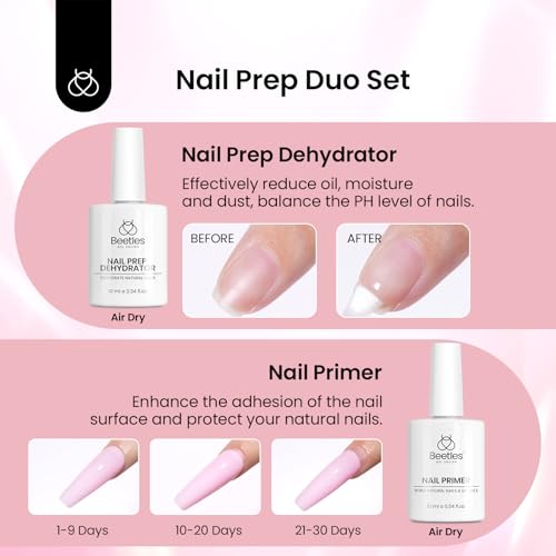 Beetles Gel Nail Kit Short Almond with Dehydrator & Primer - B-Almond S 576pcs