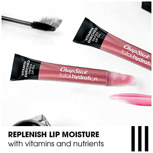 ChapStick Total Hydration Vitamin Enriched Tinted Lip Oil (Nearly Nude, 1 Tube), Vitamin C, Vitamin E, Contains Omega 3 6 9, 0.24 Ounce