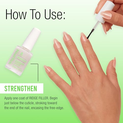 Nail Tek Ridge Filler Formula 1 - Smoothing Nail Strengthener Base Coat, 0.5 fl oz