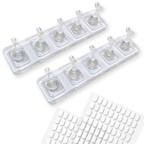 FSpronail Clear Nail Display Stand Set for Press-On Nail Art Practice & Display - Includes 2 Acrylic Bases & Reusable Adhesive Pads