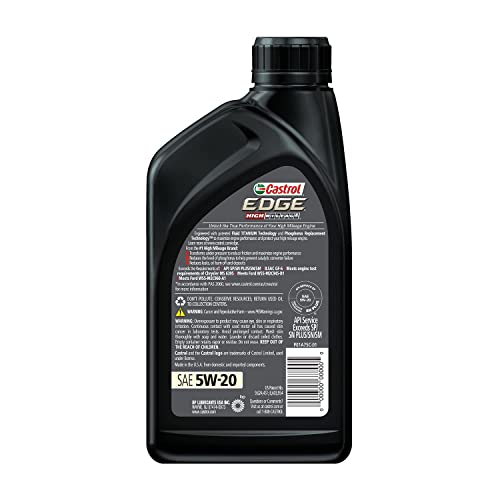 Castrol Edge High Mileage 5W-20 Advanced Full Synthetic Motor Oil, 1 Quart, Pack of 6