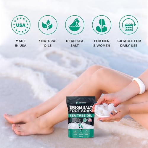 Lavinso Tea Tree Oil Foot Soak with Epsom Salt for Sore Feet & Calluses - 1 lb