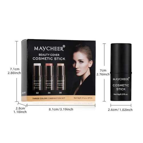 Cream Contour Stick Set - 3 Shades Blush Bronzer Highlighter