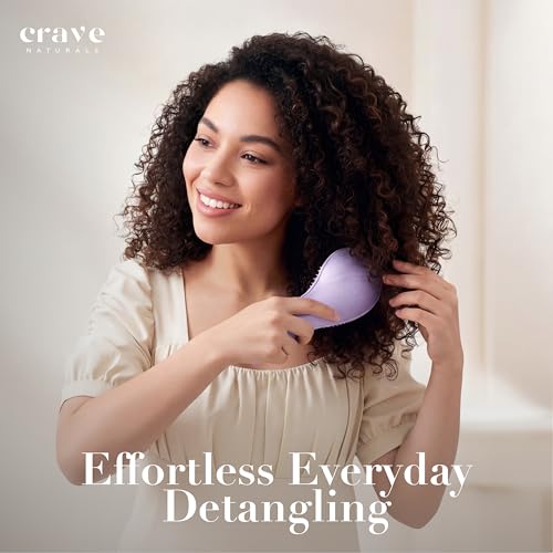 Crave Naturals Large Purple Detangling Hair Brush for All Hair Types, Kids & Toddlers
