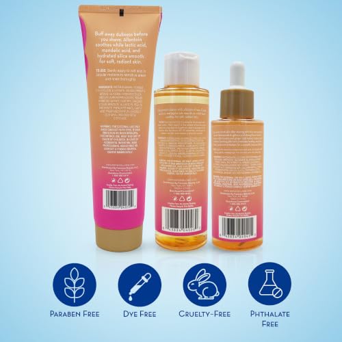 Indian Rose Shave Care Set for Women & Teens - Pre-Shave Polish, Soothing Shave Oil & After-Shave Serum