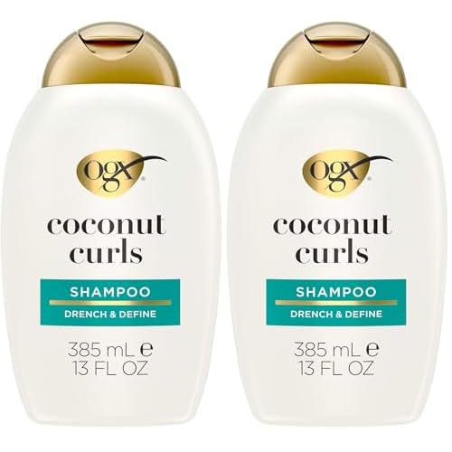 OGX Curly Hair Shampoo, 13 fl oz, Pack of 2 | Coconut Oil | Curl-Defining | Hydrating | Sulfate-Free