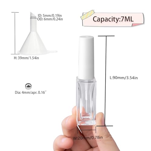 Nail Art Liner Empty Bottles 7ML 6-Pack with Brush & Mixing Balls