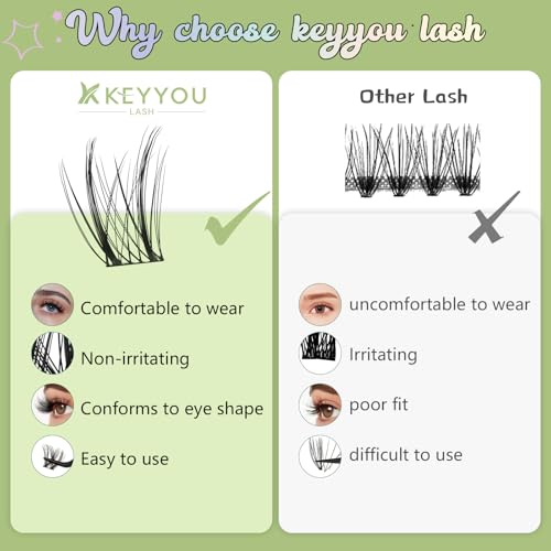 KEYYOU LASH Extension Kit 144Pcs Angel Lash Clusters Kit Thick Eyelash Extension Kit with Glue and Seal,Tweezers,Remover for DIY lash extension kit at Home£¨Kit-Angel A08-D-8-18MIX£©