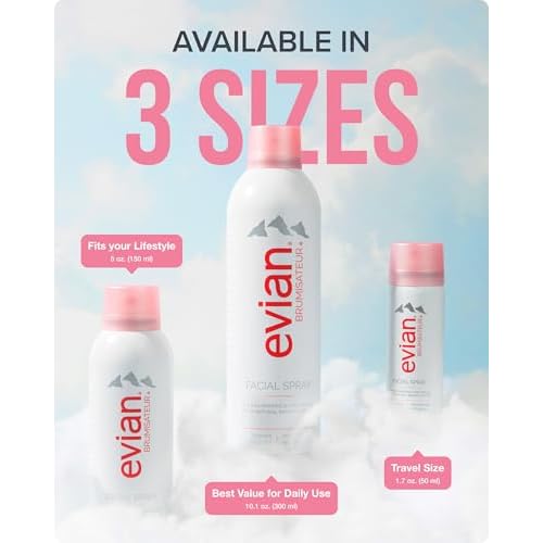 Evian Facial Spray 5 oz Duo Hydrating Mineral Water Mist for Face & Skin Refreshes Makeup, Sets, & Tones Facial Spray Twin Pack for Daily Skincare and Lightweight Facial Moisturizer Mist