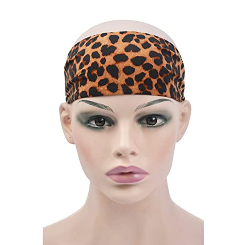 YTBYT 1 piece Leopard Print Headbands Ice Silk Lace Melting Bands for Wigs Adjustable Wig Bands for Headband Wig (A-1/4.5 cm)